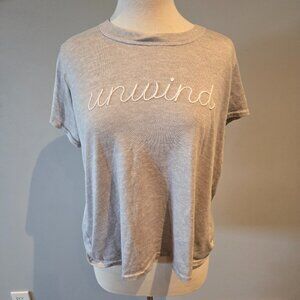 George  "Unwind" Embroidered Top | Size Large | Heather Gray